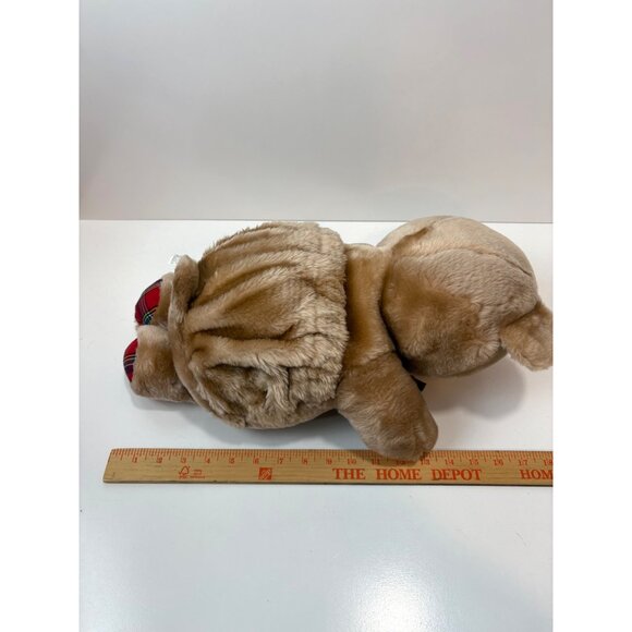 VTG Chosun Teddy Bear Stuffed Animal 18" Back Pocket  Brown Plaid Bowtie Feet - Picture 5 of 5